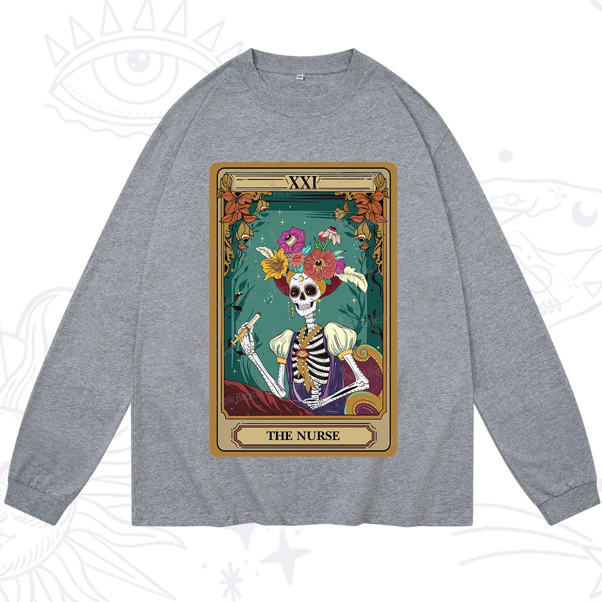 Purplehecate The Nurse Funny Tarot Card Long Sleeve T-Shirt