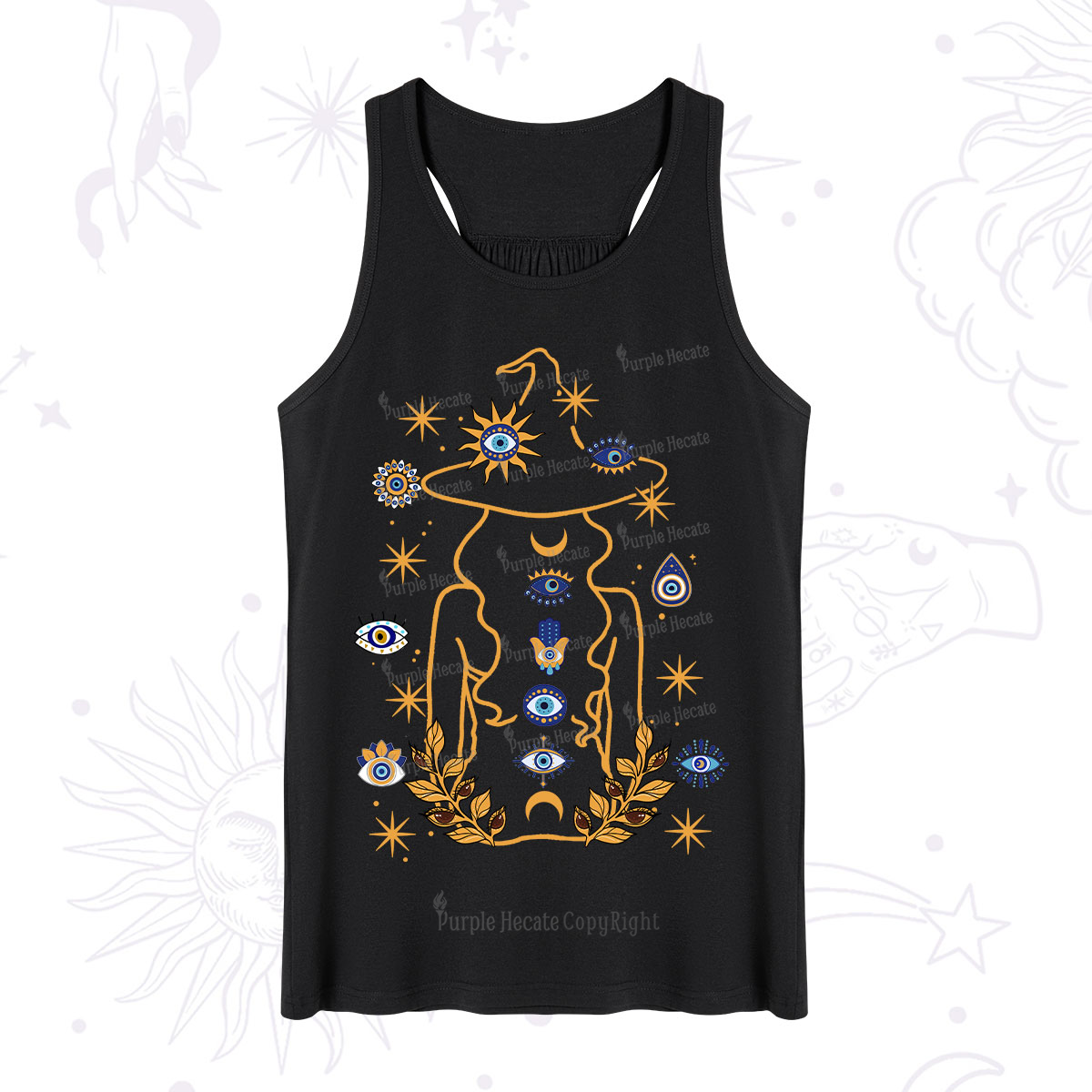 Purplehecate Evil Eye Woman Back Tank