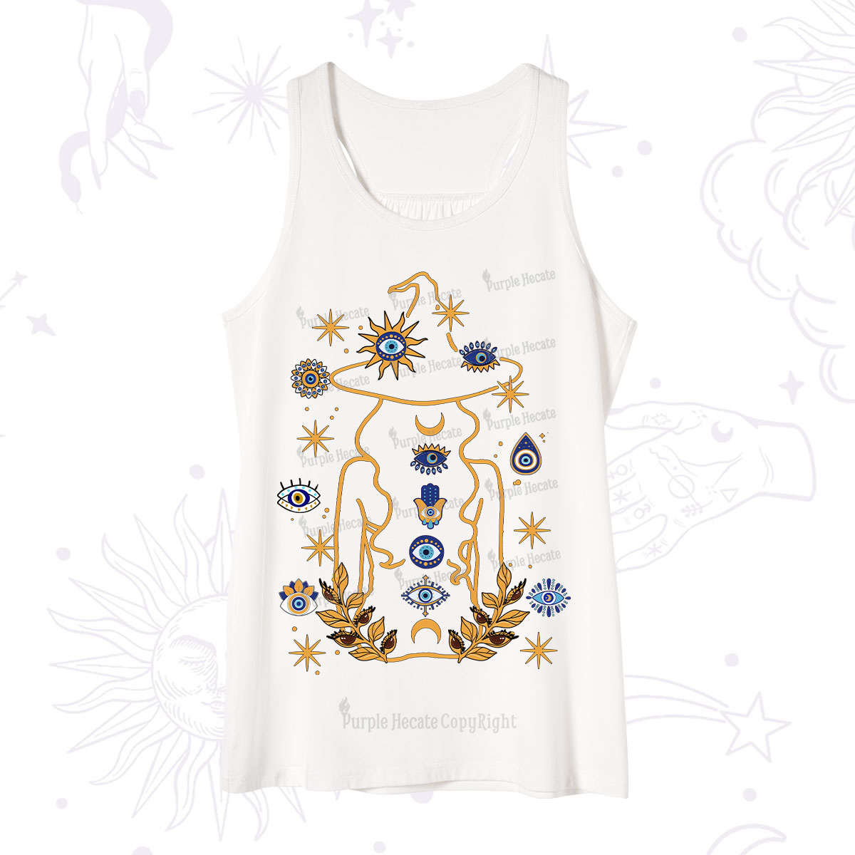 Purplehecate Evil Eye Woman Back Tank