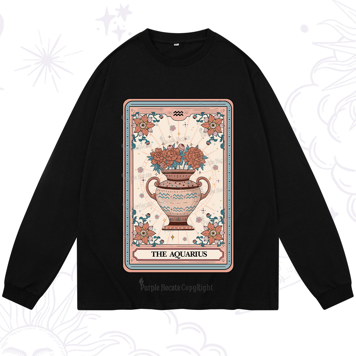 Purplehecate The Aquarius Tarot Card Long Sleeve T-Shirt