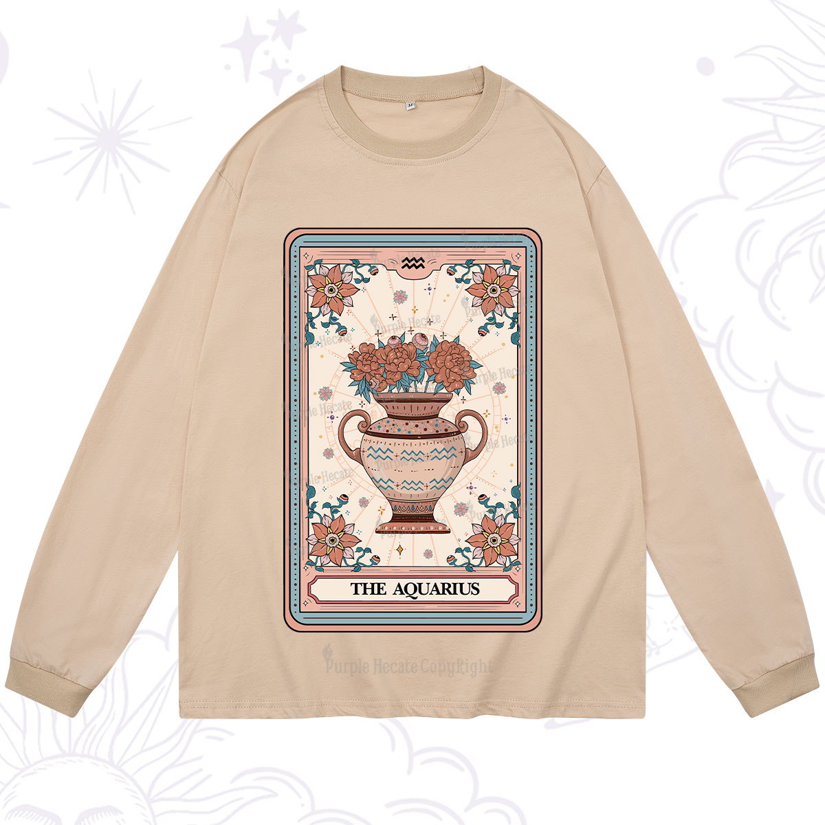Purplehecate The Aquarius Tarot Card Long Sleeve T-Shirt