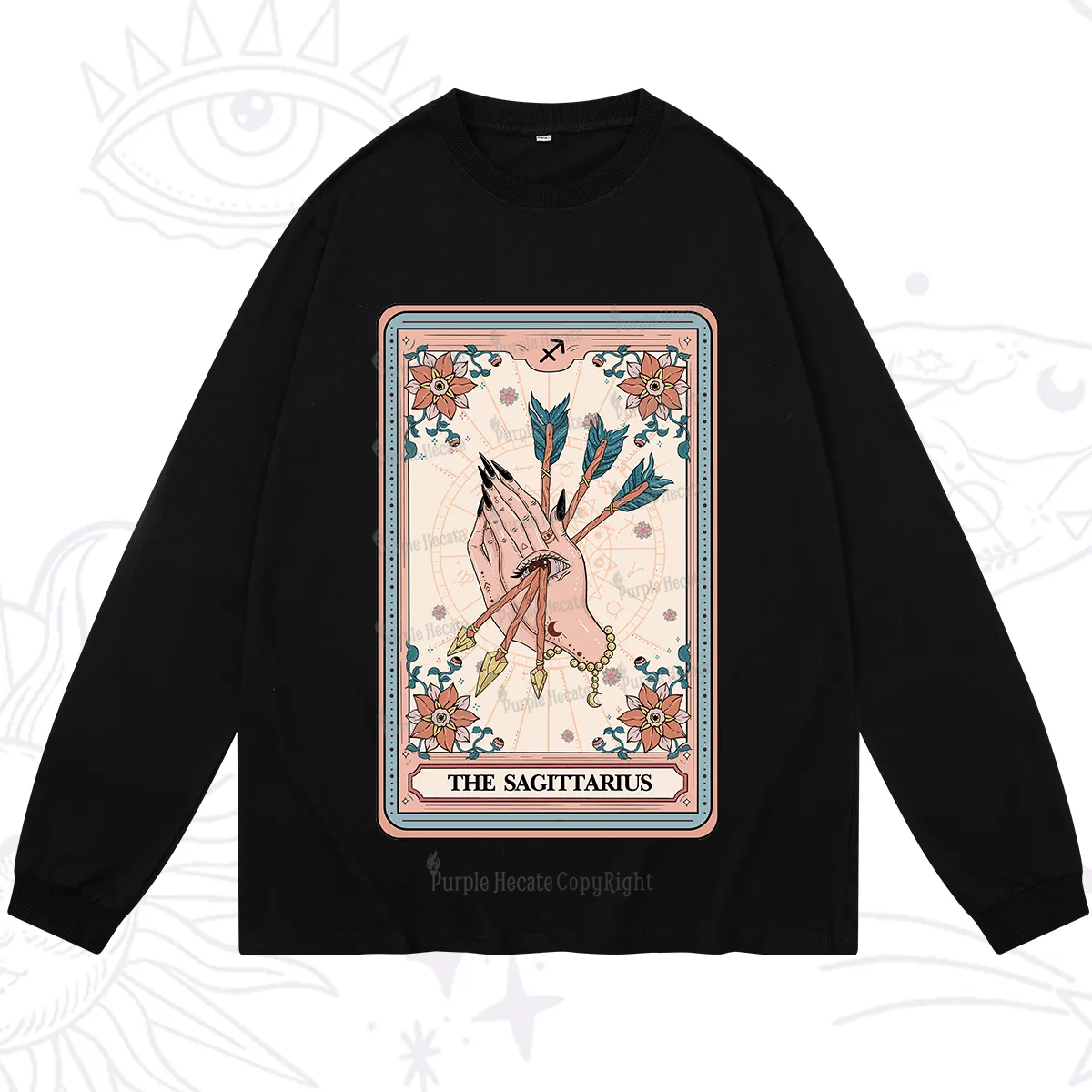 Purplehecate The Sagittarius Tarot Card Long Sleeve T-Shirt