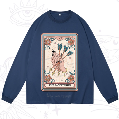 Purplehecate The Sagittarius Tarot Card Long Sleeve T-Shirt