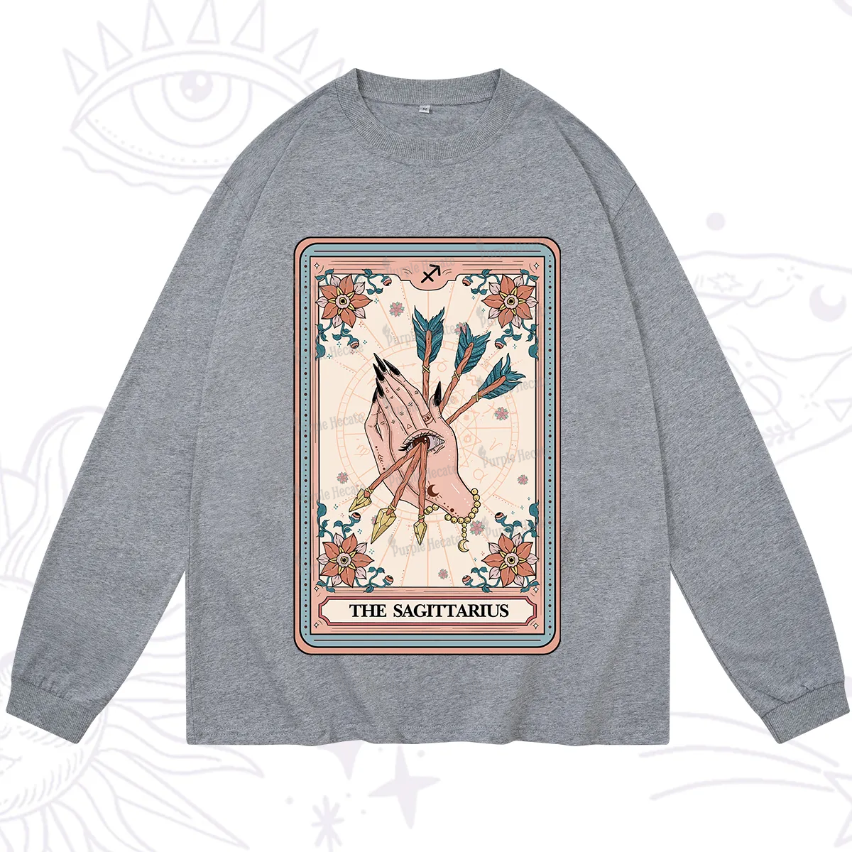 Purplehecate The Sagittarius Tarot Card Long Sleeve T-Shirt
