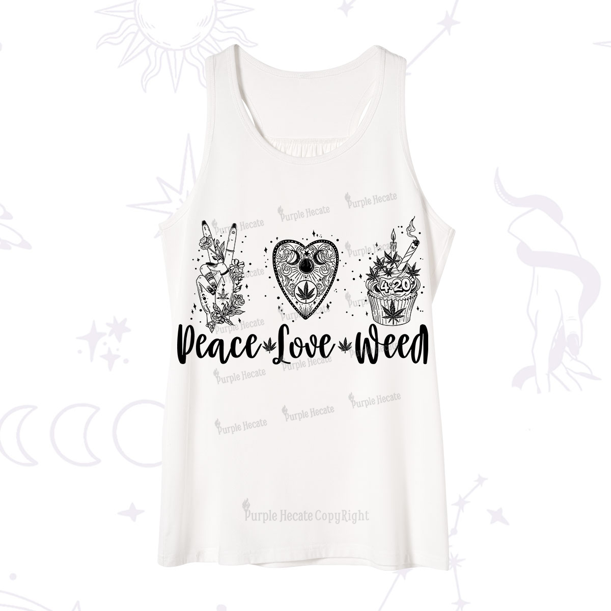 Purplehecate Peace Love Weed Tank