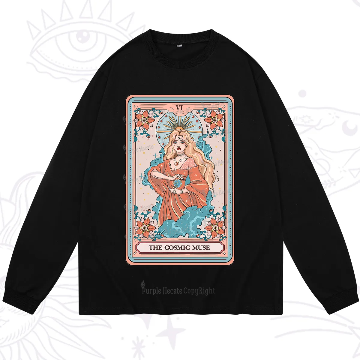 Purplehecate The Cosmic Muse Tarot Card Long Sleeve T-Shirt