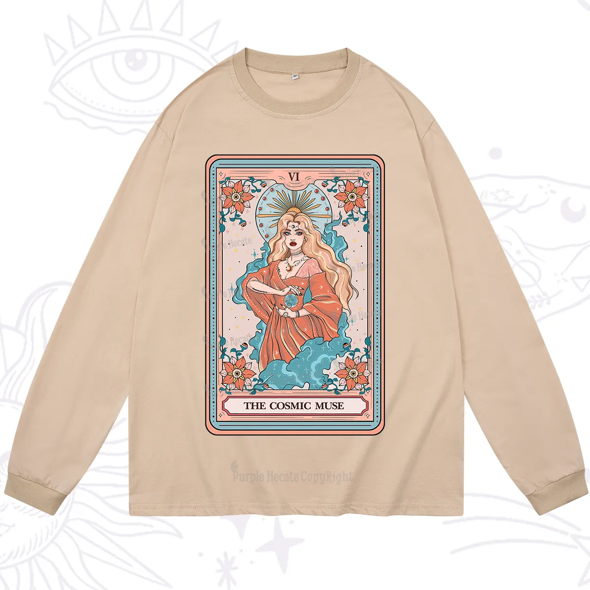 Purplehecate The Cosmic Muse Tarot Card Long Sleeve T-Shirt