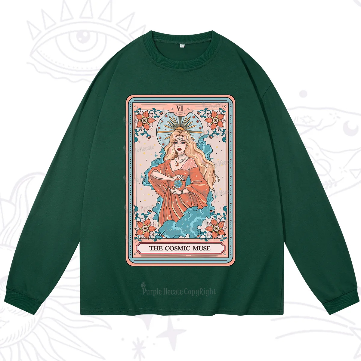 Purplehecate The Cosmic Muse Tarot Card Long Sleeve T-Shirt