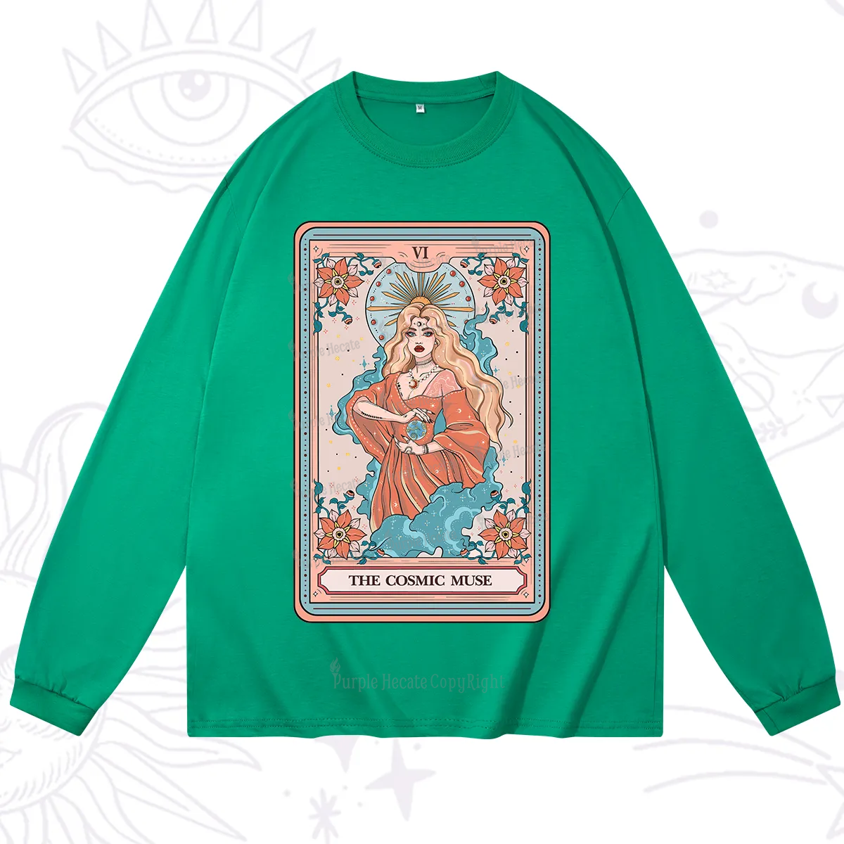 Purplehecate The Cosmic Muse Tarot Card Long Sleeve T-Shirt