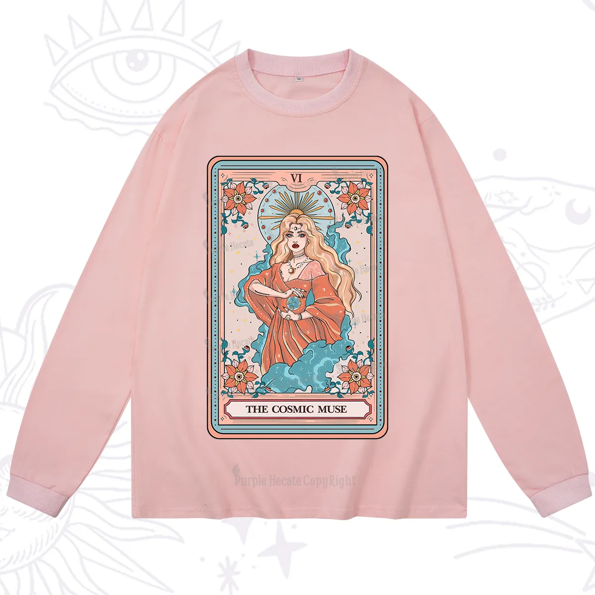 Purplehecate The Cosmic Muse Tarot Card Long Sleeve T-Shirt