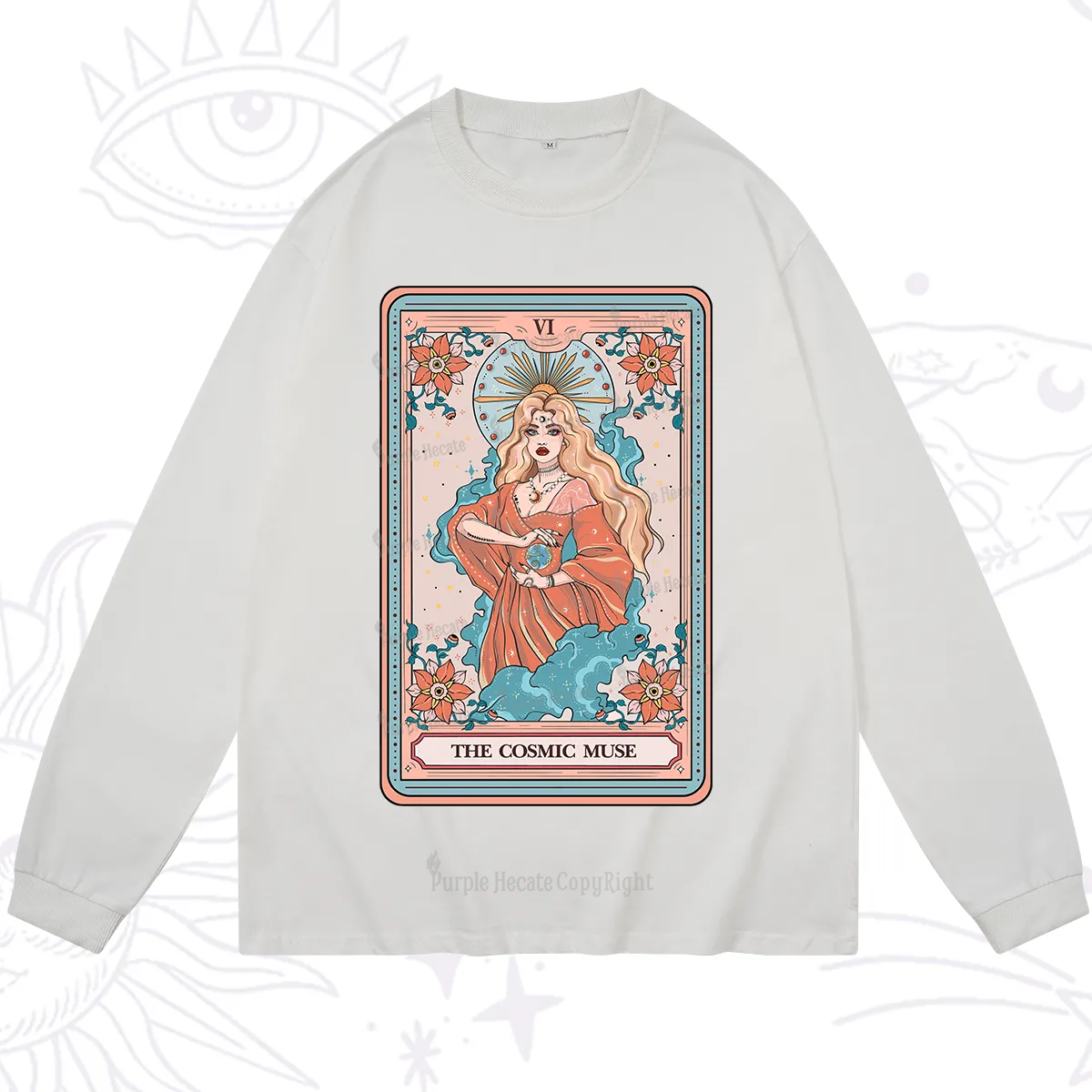 Purplehecate The Cosmic Muse Tarot Card Long Sleeve T-Shirt