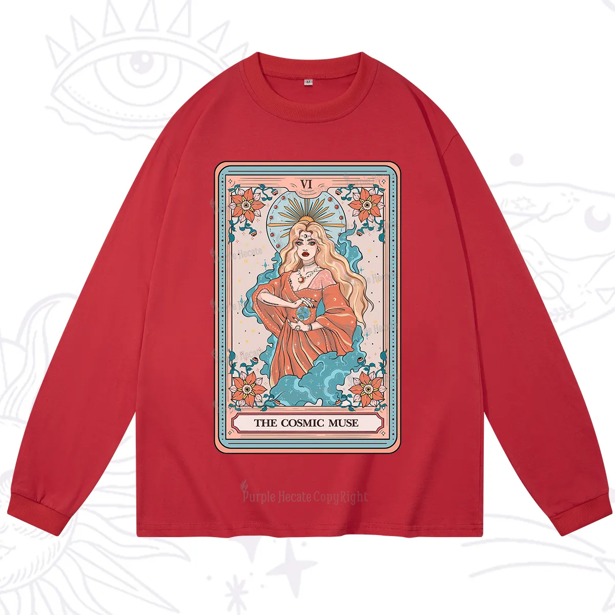 Purplehecate The Cosmic Muse Tarot Card Long Sleeve T-Shirt