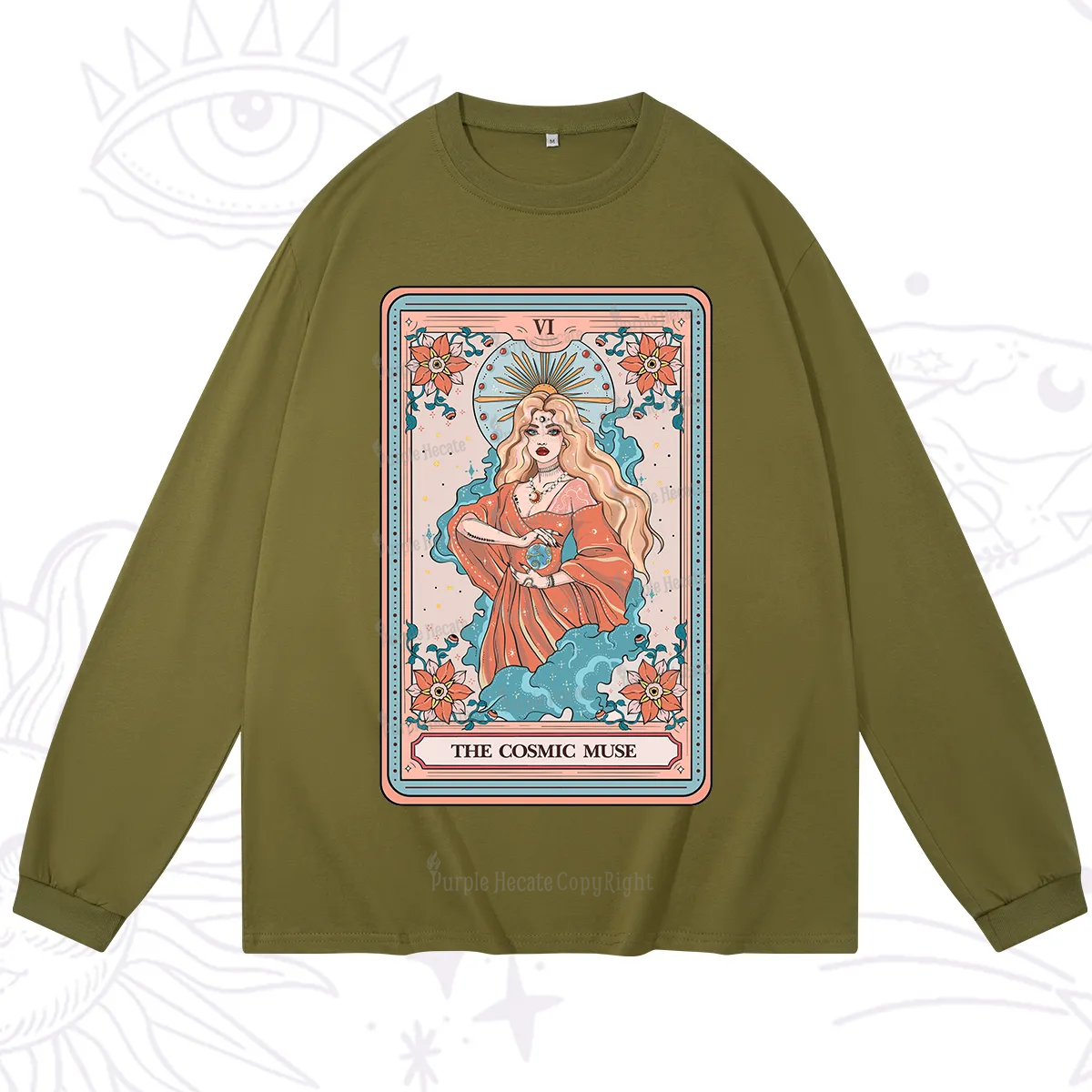 Purplehecate The Cosmic Muse Tarot Card Long Sleeve T-Shirt