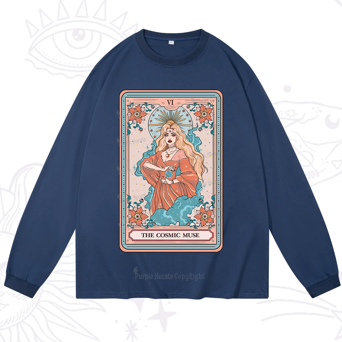 Purplehecate The Cosmic Muse Tarot Card Long Sleeve T-Shirt