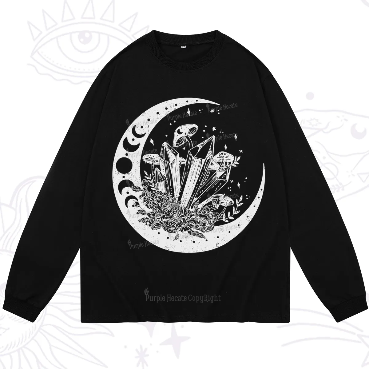 Purplehecate Moonshine and Crystal Long Sleeve T-Shirt