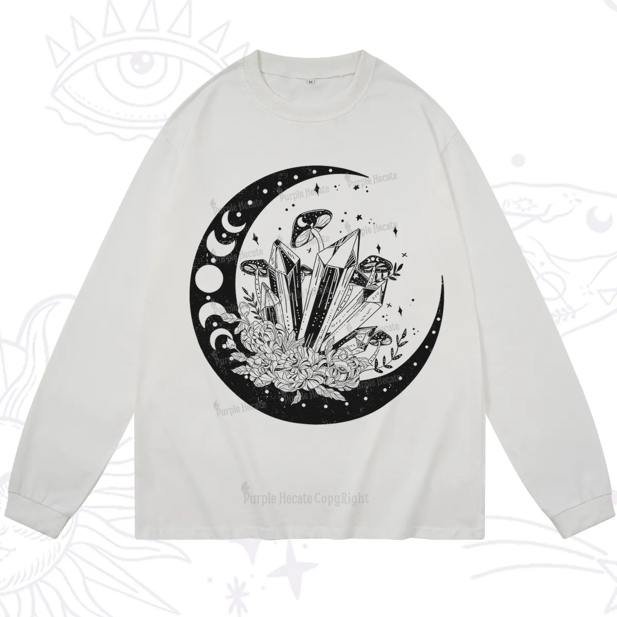 Purplehecate Moonshine and Crystal Long Sleeve T-Shirt