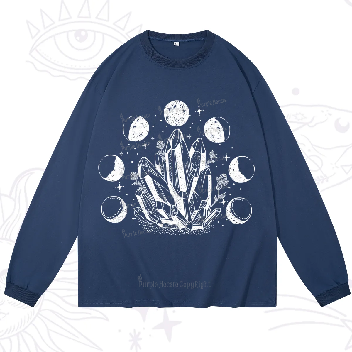 Purplehecate Crystals and Moon Phases Long Sleeve T-Shirt