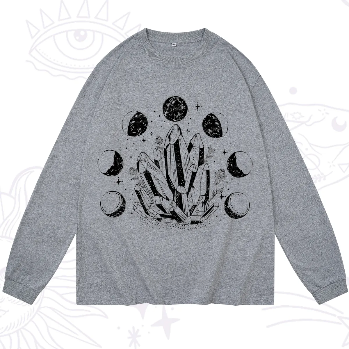 Purplehecate Crystals and Moon Phases Long Sleeve T-Shirt