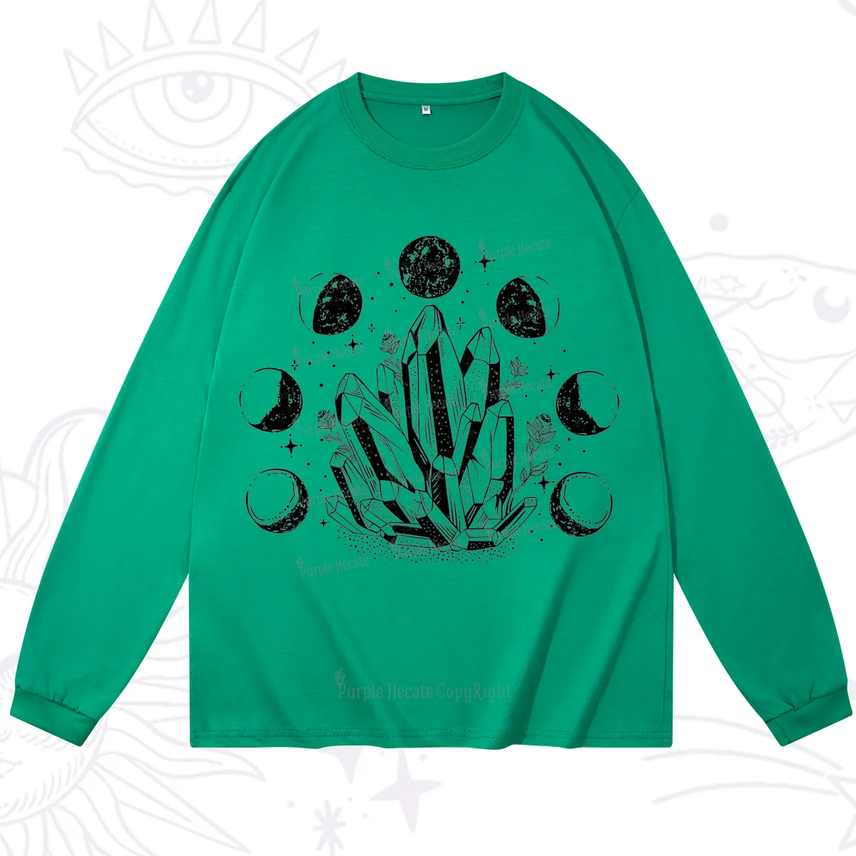 Purplehecate Crystals and Moon Phases Long Sleeve T-Shirt