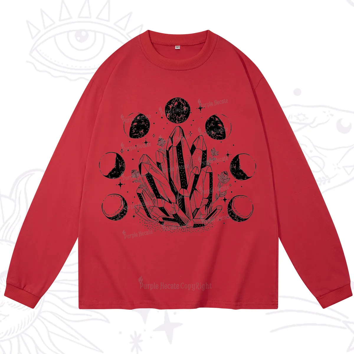 Purplehecate Crystals and Moon Phases Long Sleeve T-Shirt