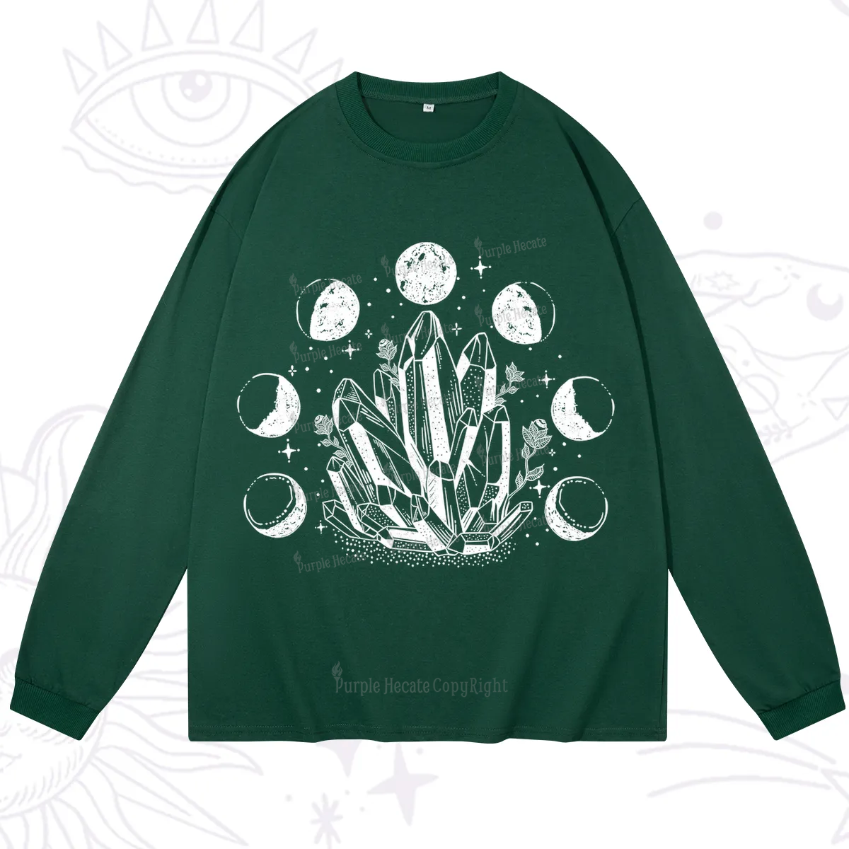Purplehecate Crystals and Moon Phases Long Sleeve T-Shirt