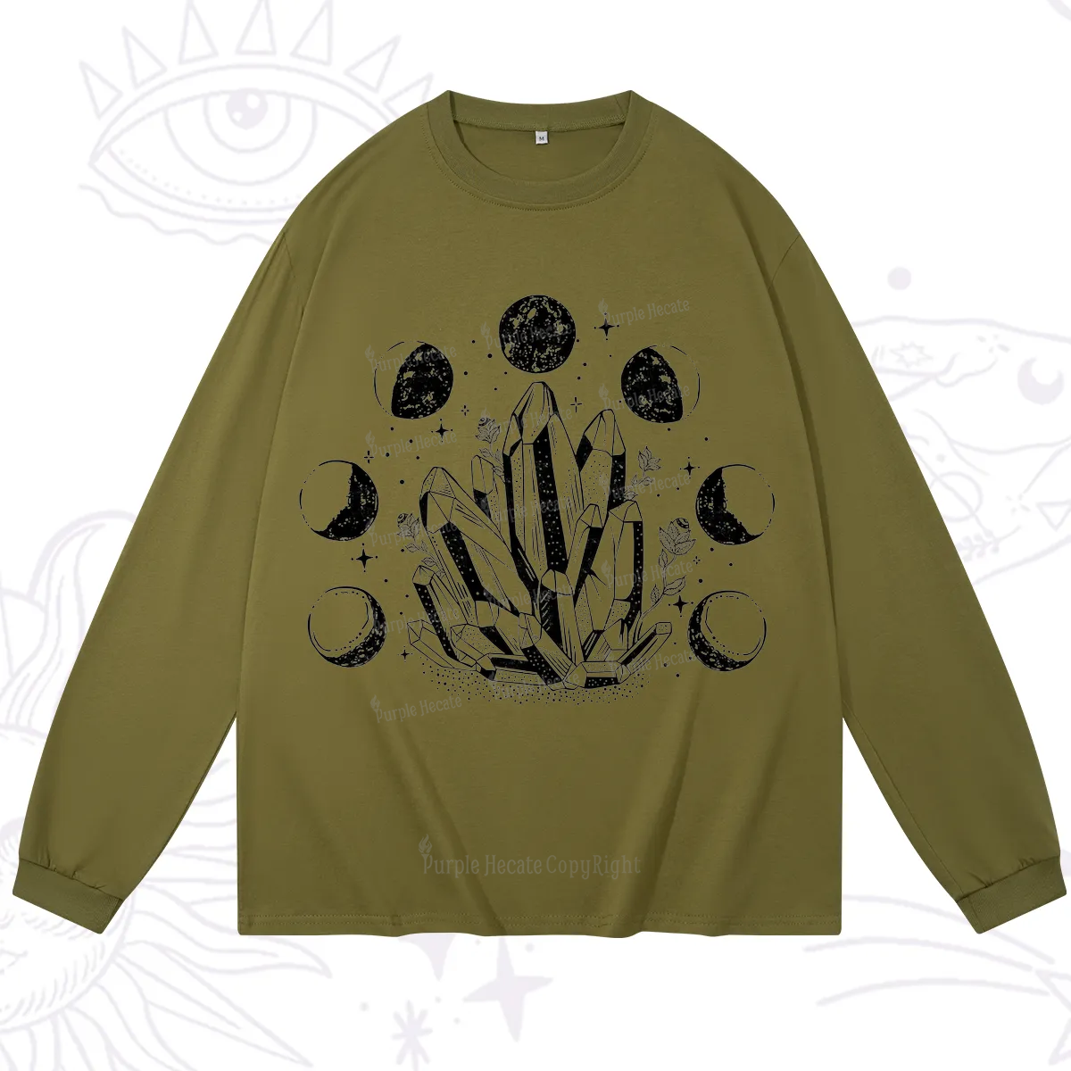 Purplehecate Crystals and Moon Phases Long Sleeve T-Shirt