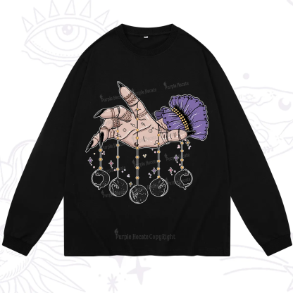 Purplehecate Feline Lunar Phases Long Sleeve T-Shirt