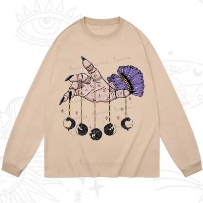 Purplehecate Feline Lunar Phases Long Sleeve T-Shirt