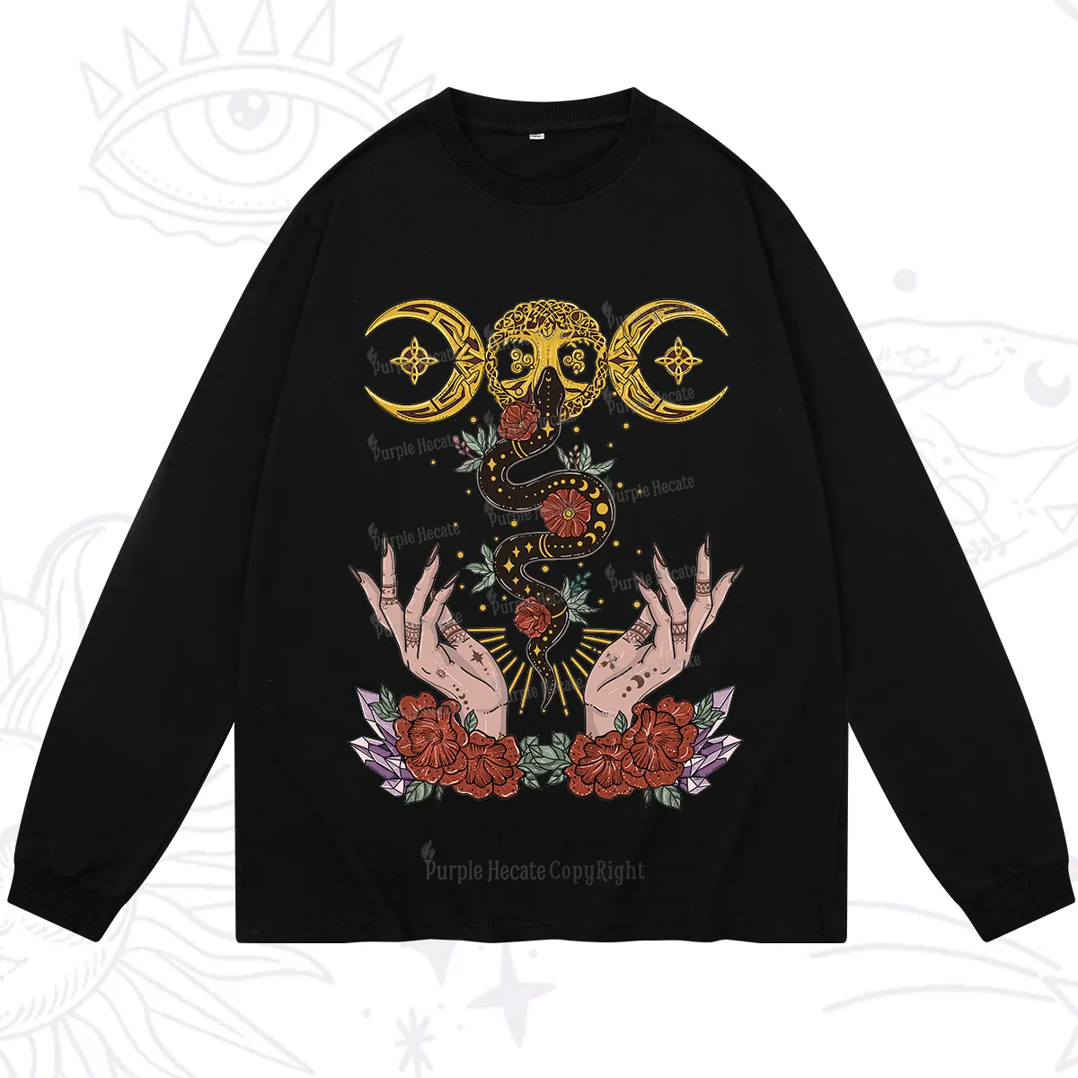 Purplehecate Lunar Bloom Long Sleeve T-Shirt
