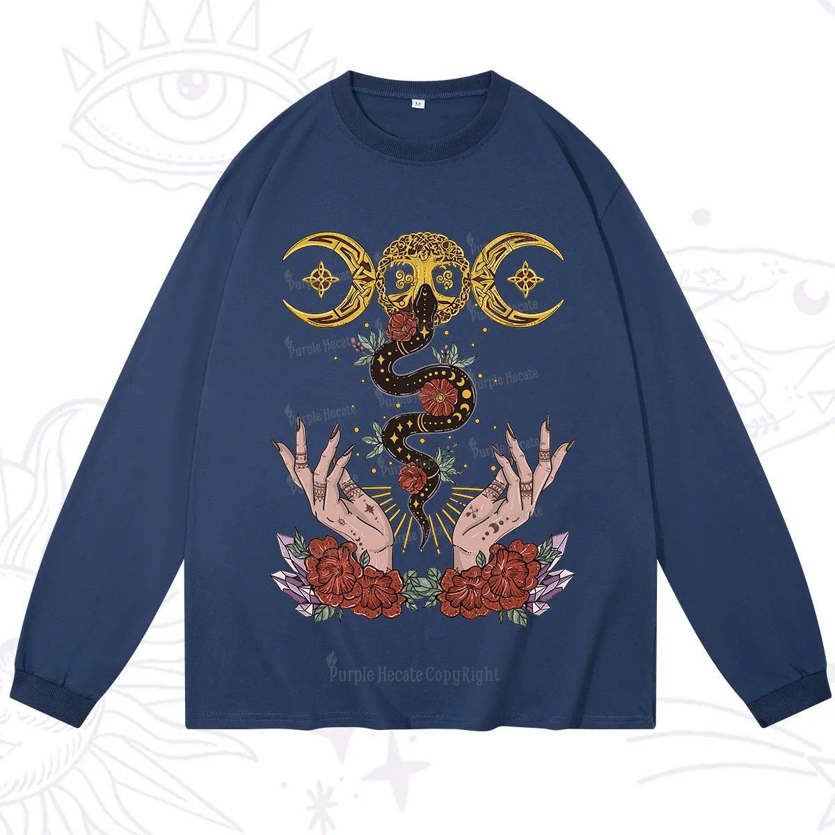 Purplehecate Lunar Bloom Long Sleeve T-Shirt