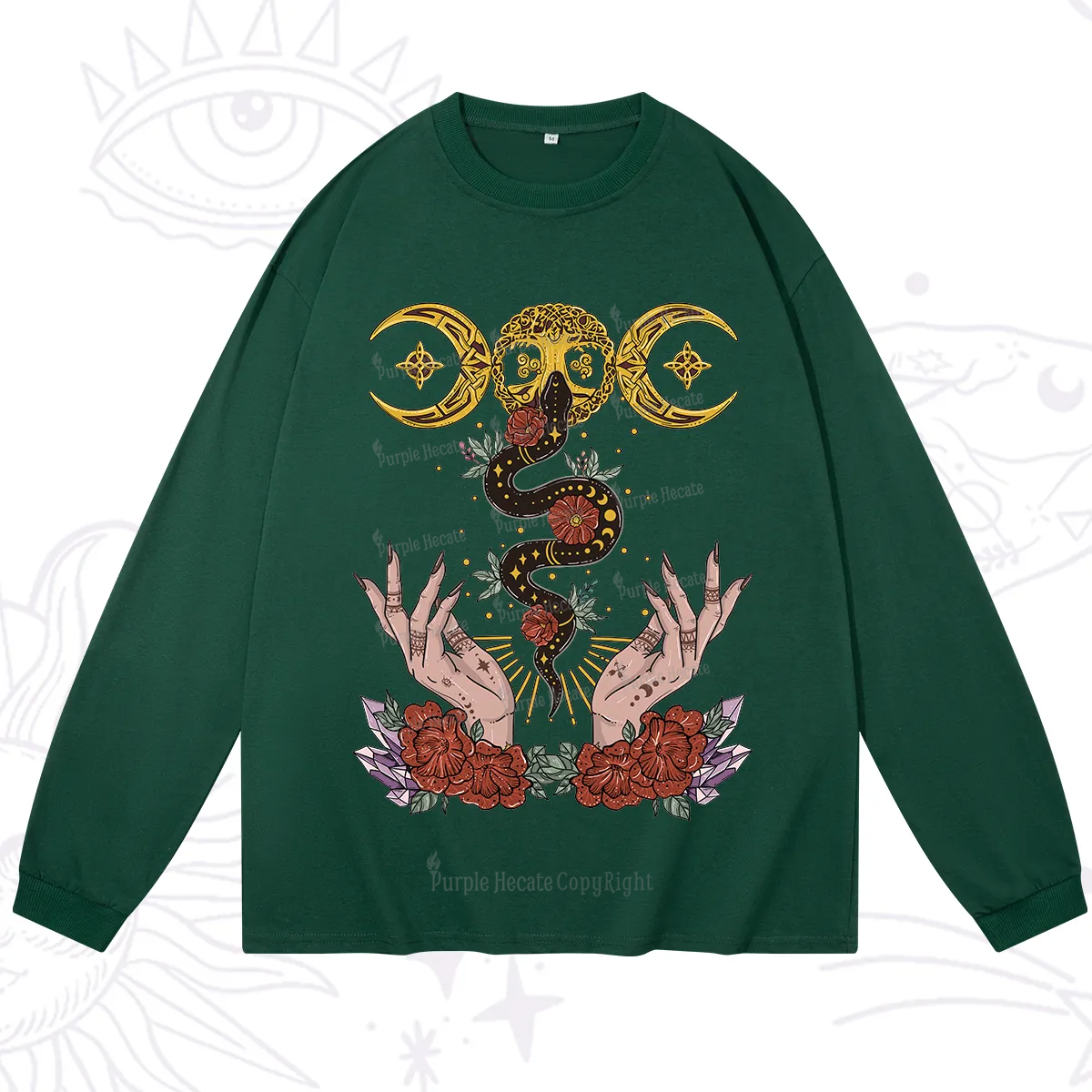 Purplehecate Lunar Bloom Long Sleeve T-Shirt