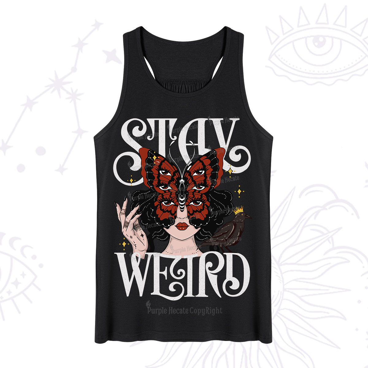 Purplehecate Stay Weird Gothic Butterfly Oracle Tank