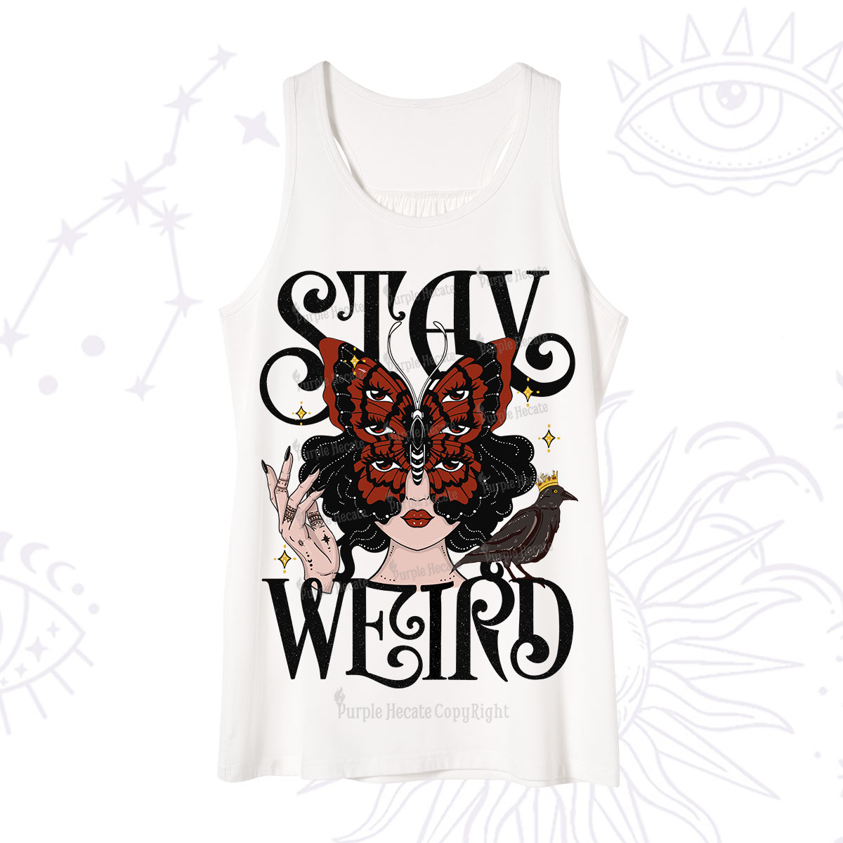 Purplehecate Stay Weird Gothic Butterfly Oracle Tank