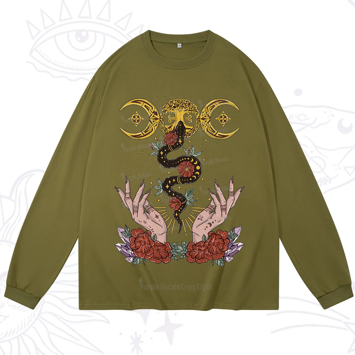 Purplehecate Lunar Bloom Long Sleeve T-Shirt