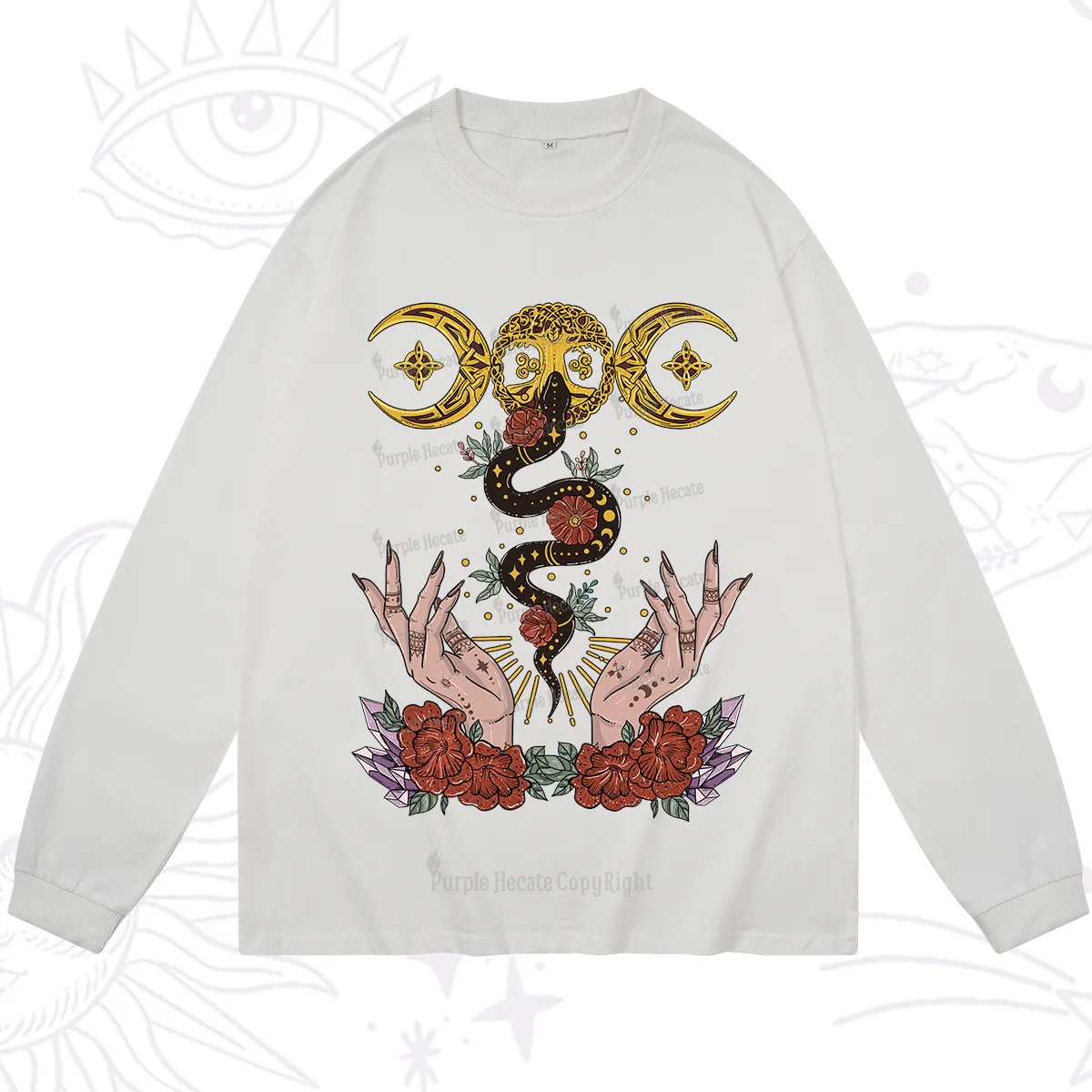 Purplehecate Lunar Bloom Long Sleeve T-Shirt