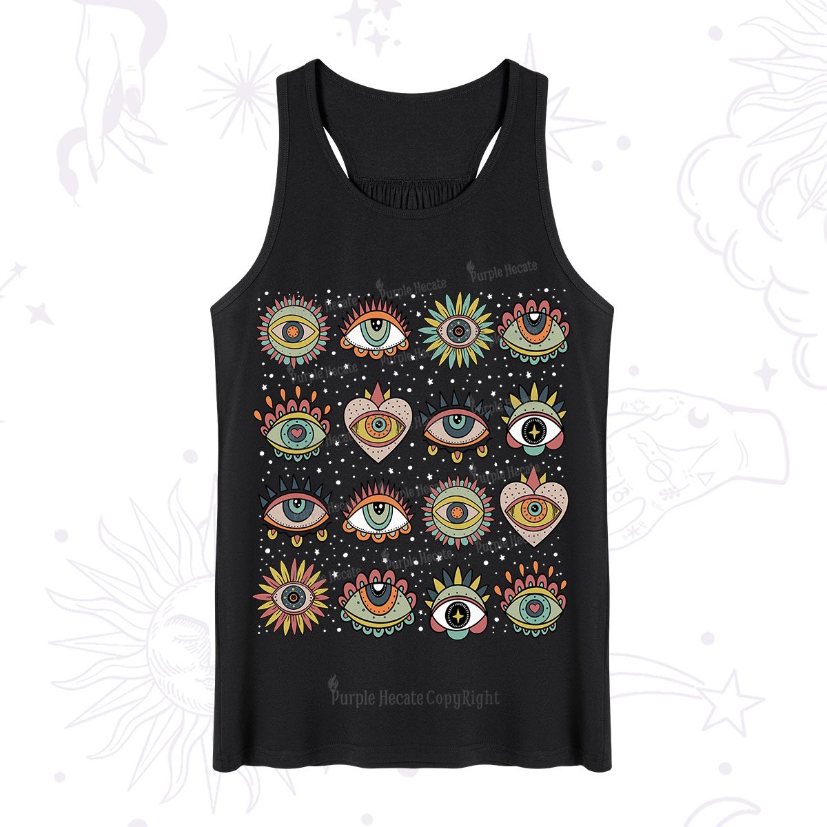 Purplehecate Mystical Evil Eye Pattern Tank