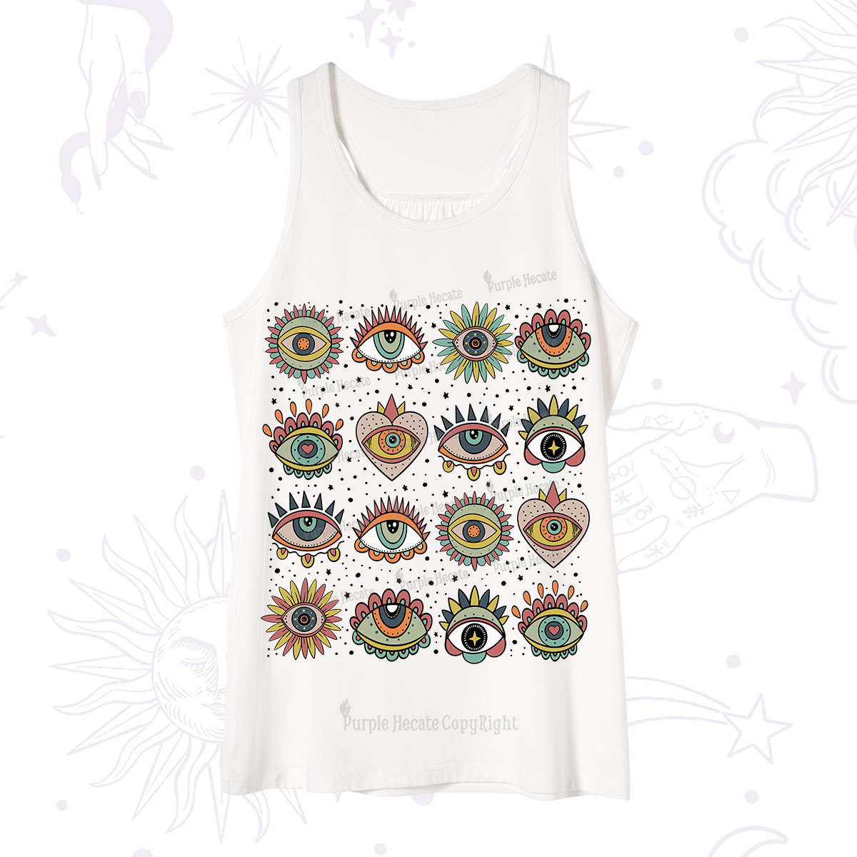 Purplehecate Mystical Evil Eye Pattern Tank