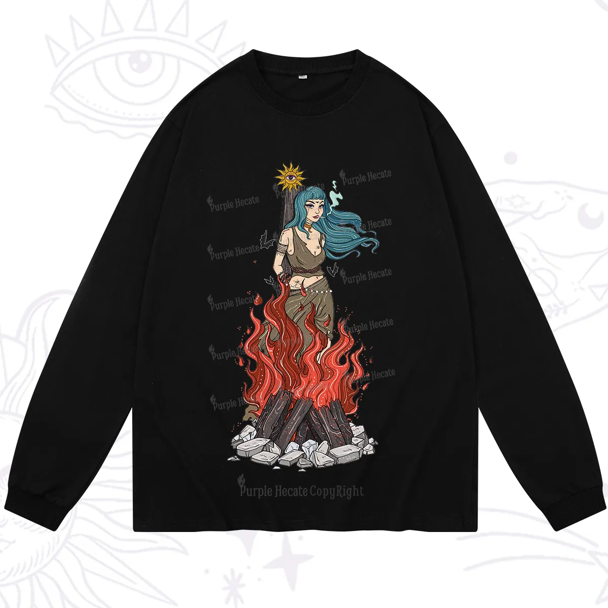 Purplehecate Witchy Woman Burned at the Stake Long Sleeve T-Shirt