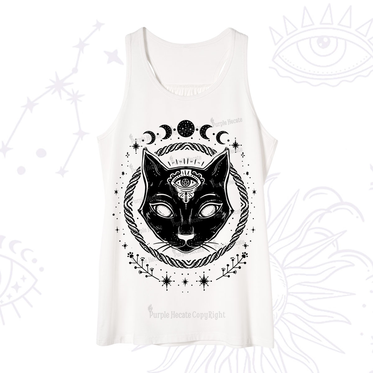 Purplehecate Third Eye Black Cat Tank