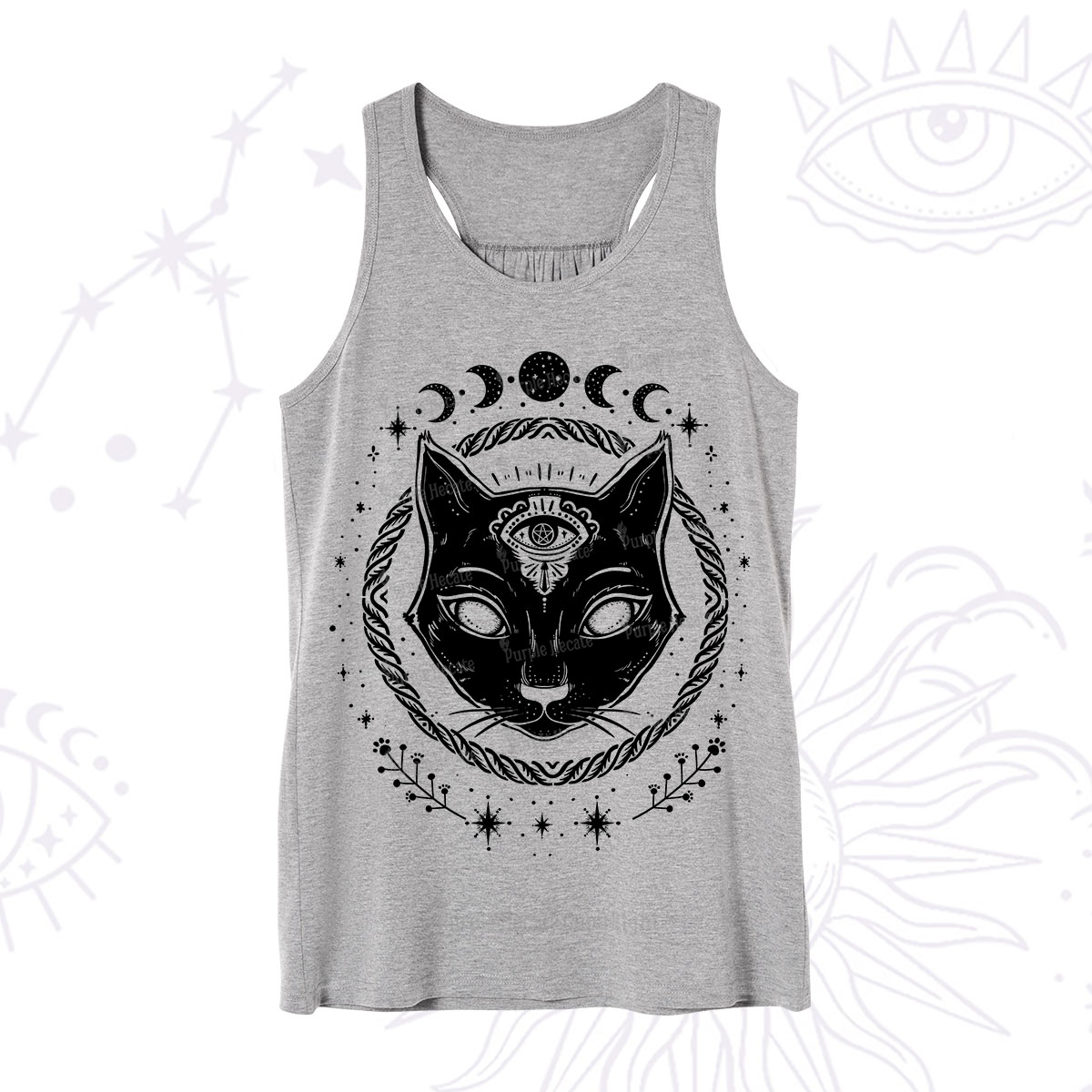 Purplehecate Third Eye Black Cat Tank