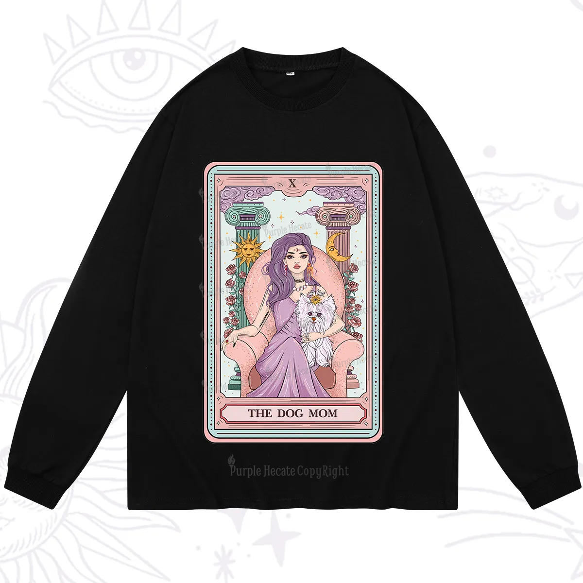 Purplehecate The Cute Dog Mom Tarot card Long Sleeve T-Shirt