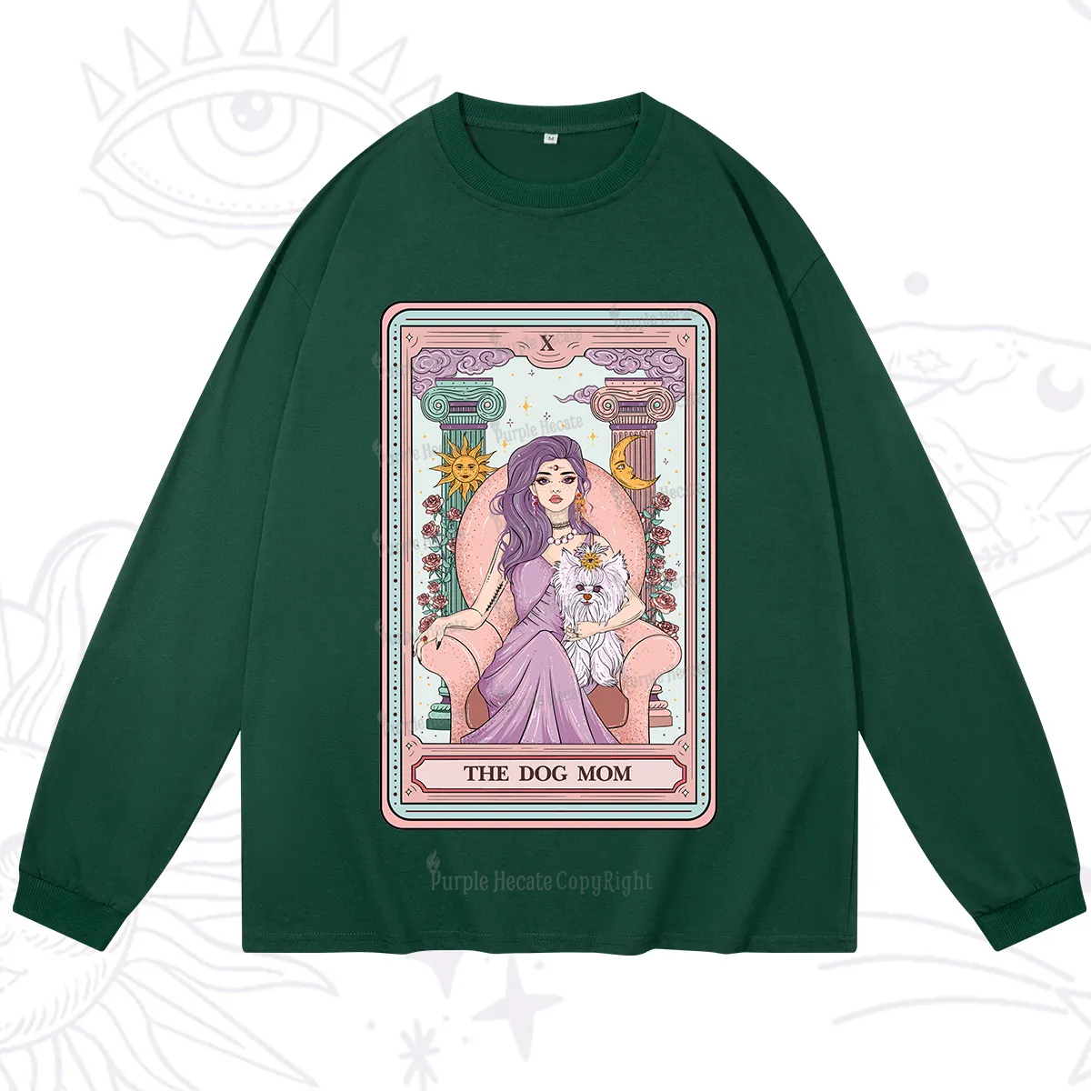Purplehecate The Cute Dog Mom Tarot card Long Sleeve T-Shirt