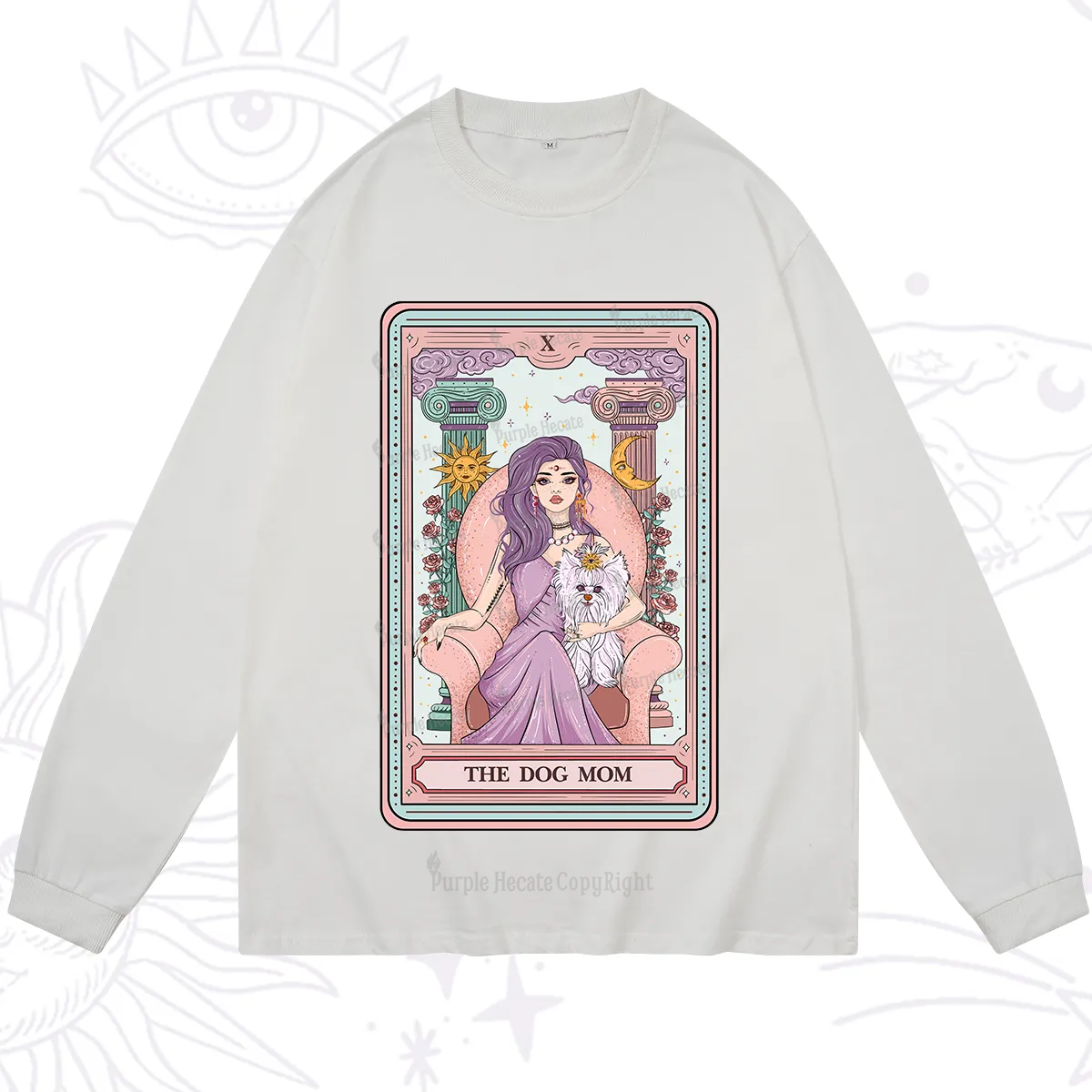 Purplehecate The Cute Dog Mom Tarot card Long Sleeve T-Shirt