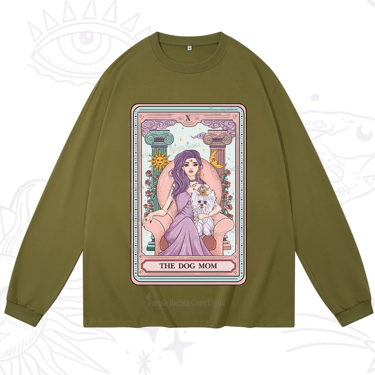 Purplehecate The Cute Dog Mom Tarot card Long Sleeve T-Shirt