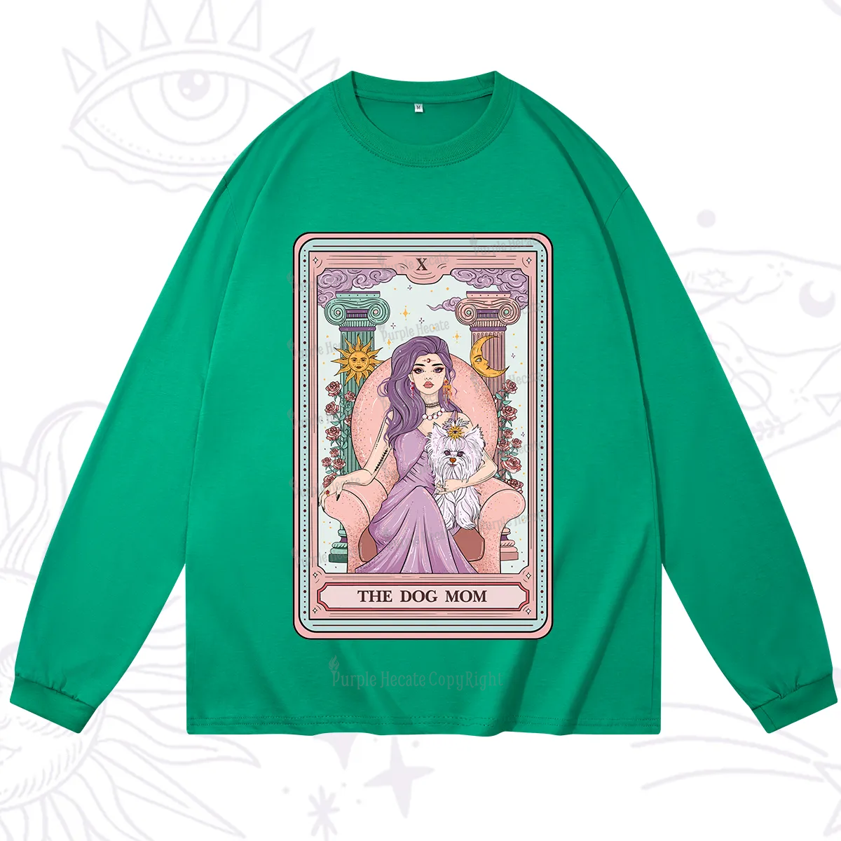 Purplehecate The Cute Dog Mom Tarot card Long Sleeve T-Shirt