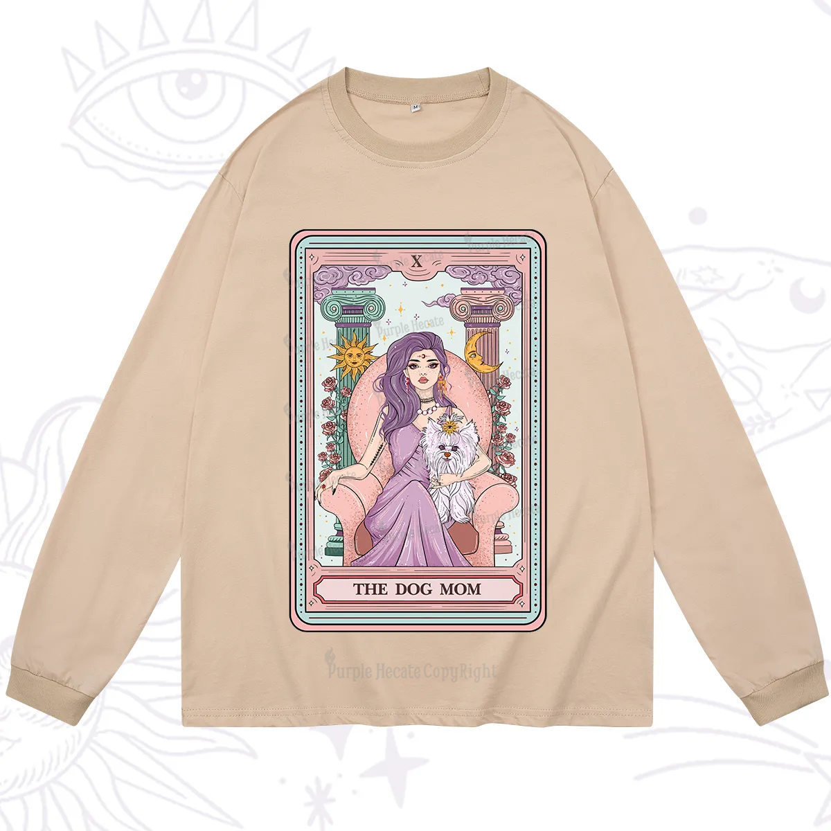 Purplehecate The Cute Dog Mom Tarot card Long Sleeve T-Shirt