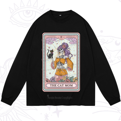 Purplehecate The Skeleton Cat Mom Tarot Card Long Sleeve T-Shirt