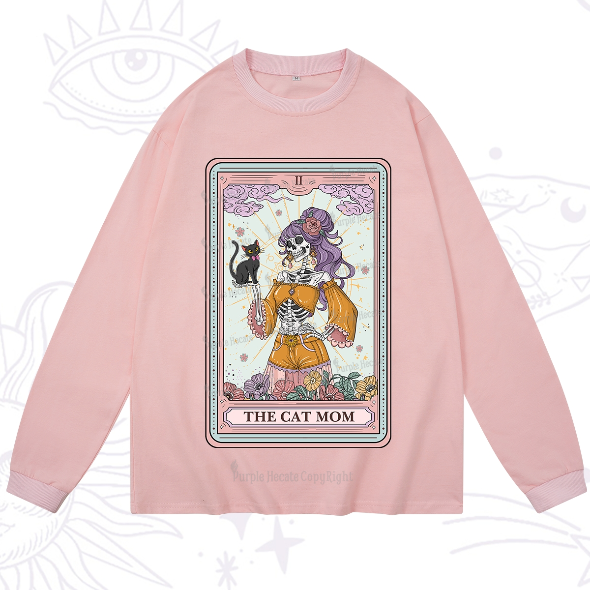 Purplehecate The Skeleton Cat Mom Tarot Card Long Sleeve T-Shirt