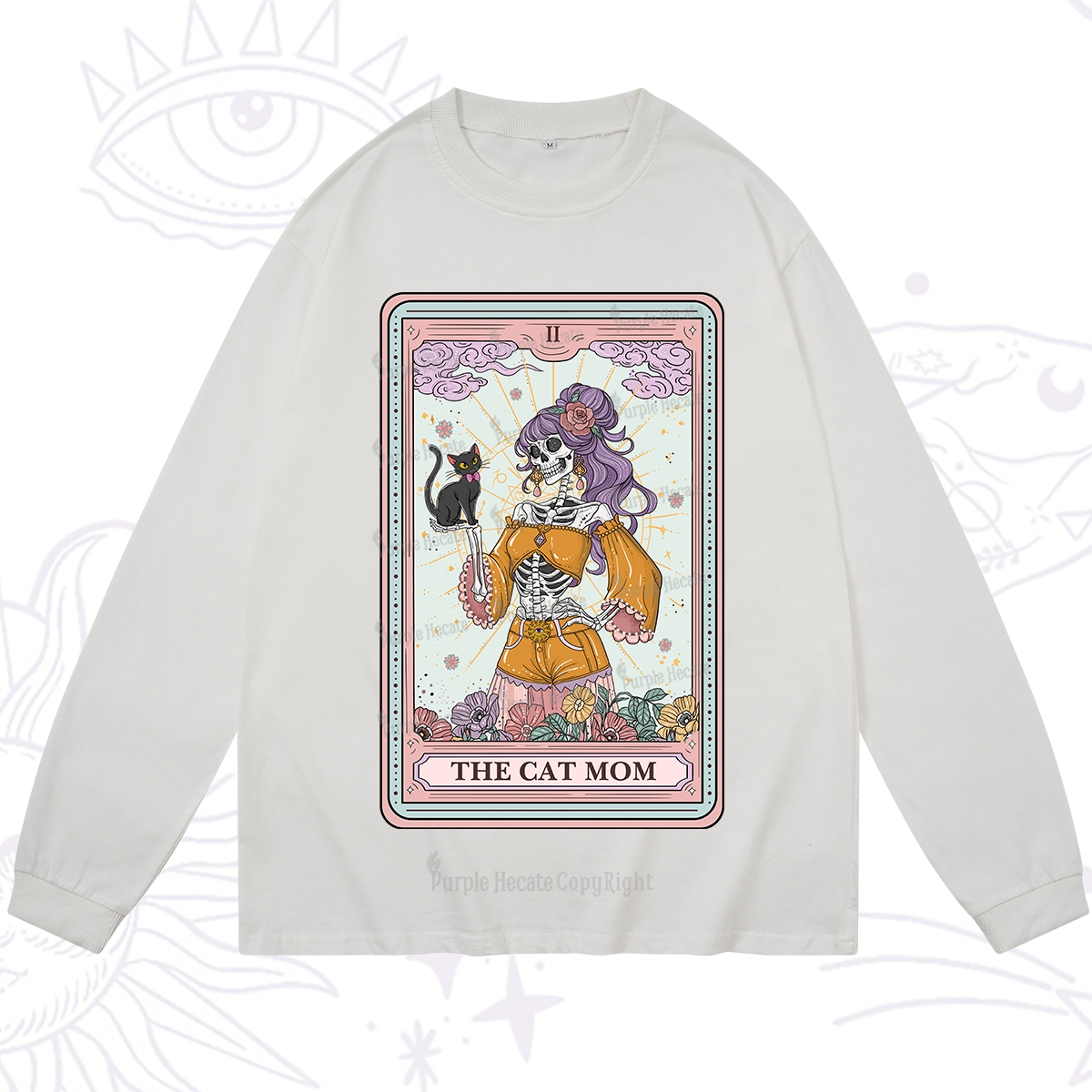 Purplehecate The Skeleton Cat Mom Tarot Card Long Sleeve T-Shirt