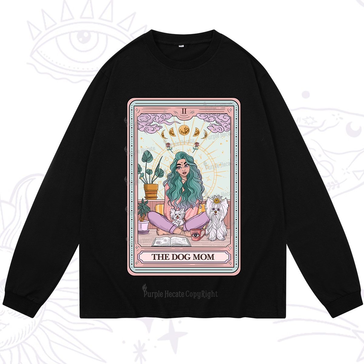 Purplehecate The Divine Dog Mom Tarot Card Long Sleeve T-Shirt